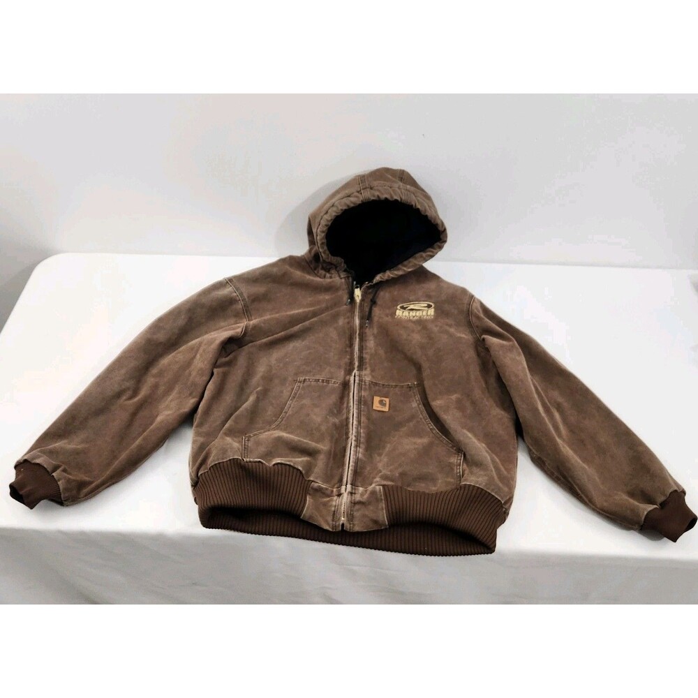 Vtg Carhartt J130 CHT Men’s XL Reg Brown Quilted Hooded Bomber Jacket Work Zip